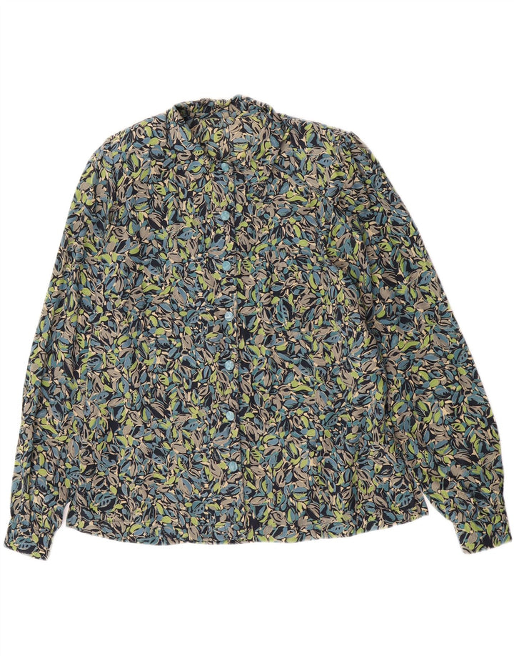 Vintage mujer camisa blusa Reino Unido 14 verde medio