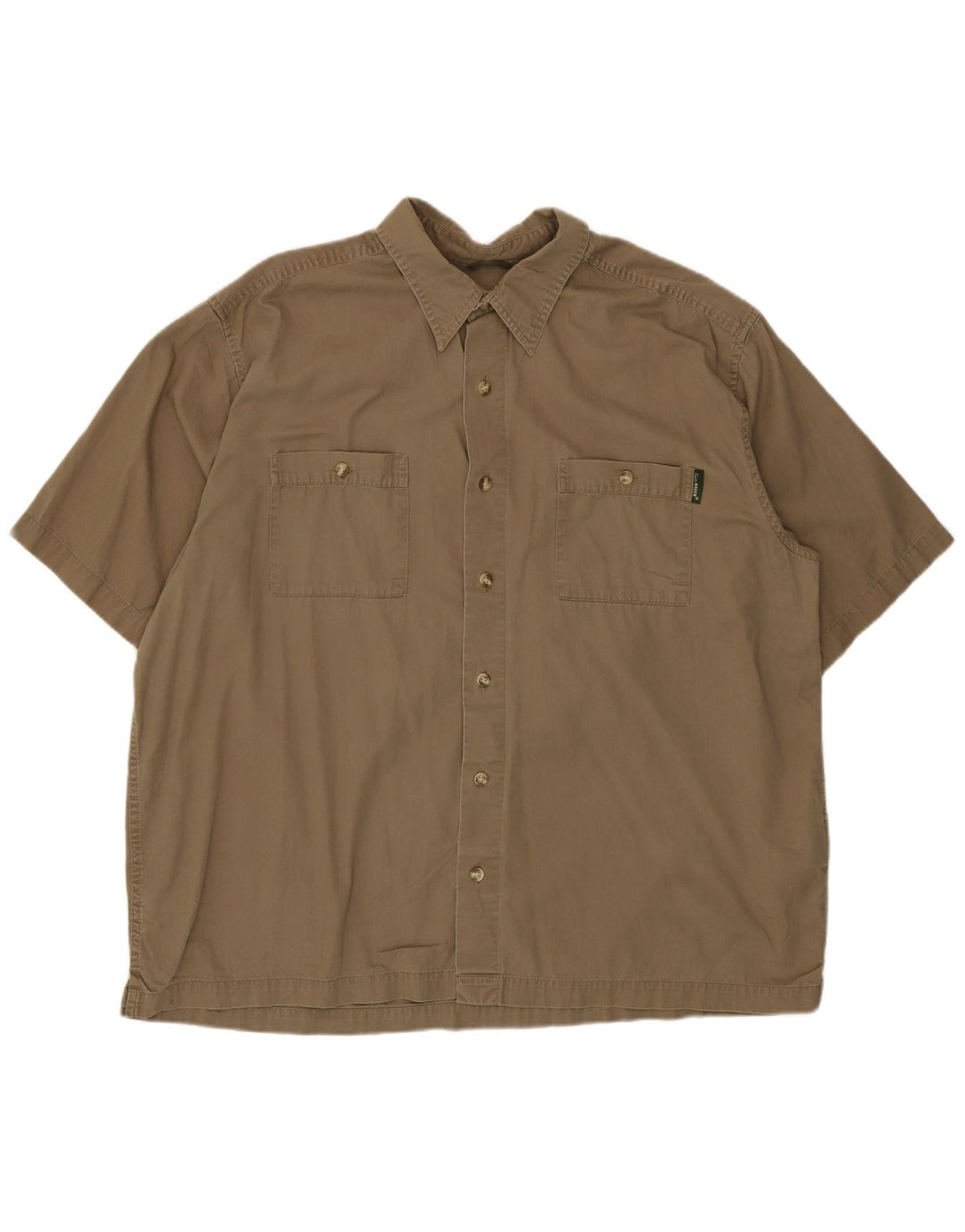Eddie Bauer Camisa Manga Corta Hombre XL Algodón Beige
