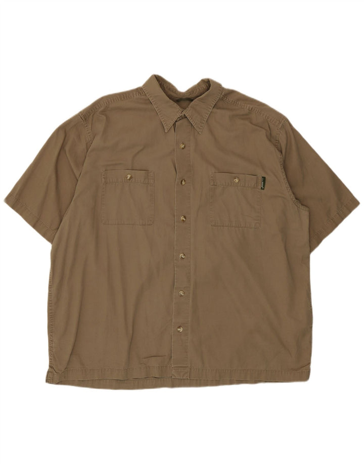 Eddie Bauer Camisa Manga Corta Hombre XL Algodón Beige