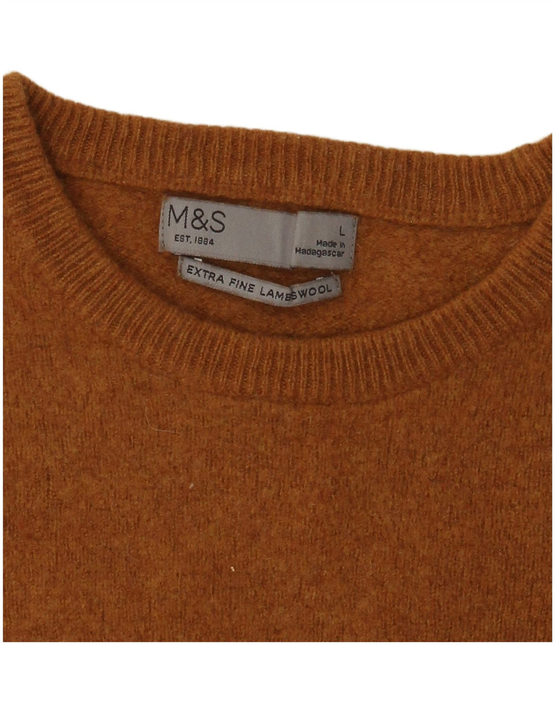 Marks & Spencer - Jersey de cuello redondo para mujer, talla 40, talla grande, lana de cordero marrón