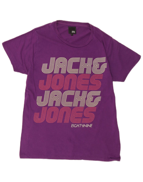 Jack & Jones - Camiseta gráfica para hombre, talla grande, color morado, algodón
