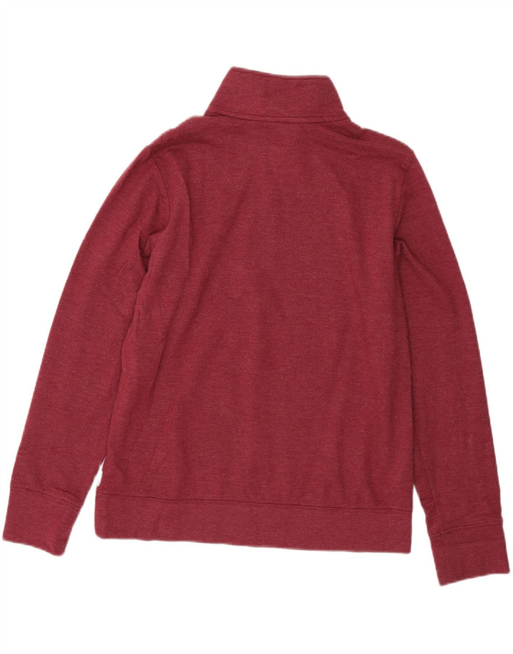 EDDIE BAUER Sudadera con cuello y cremallera para mujer UK 10 Small Borgoña Algodón