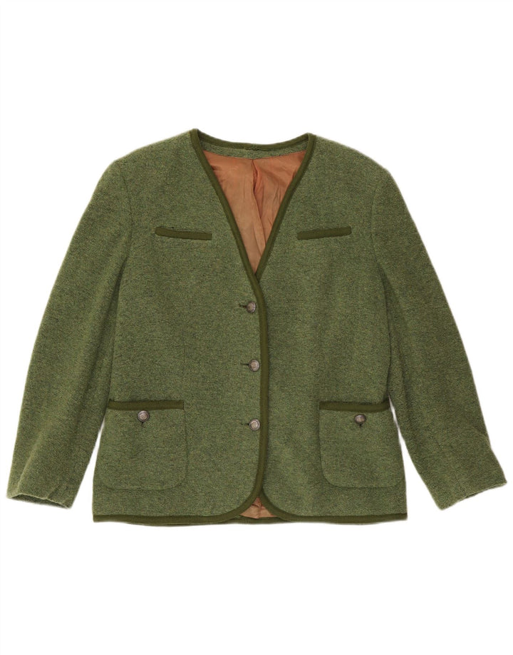 Vintage mujer 3 botones Blazer chaqueta Reino Unido 12 verde medio