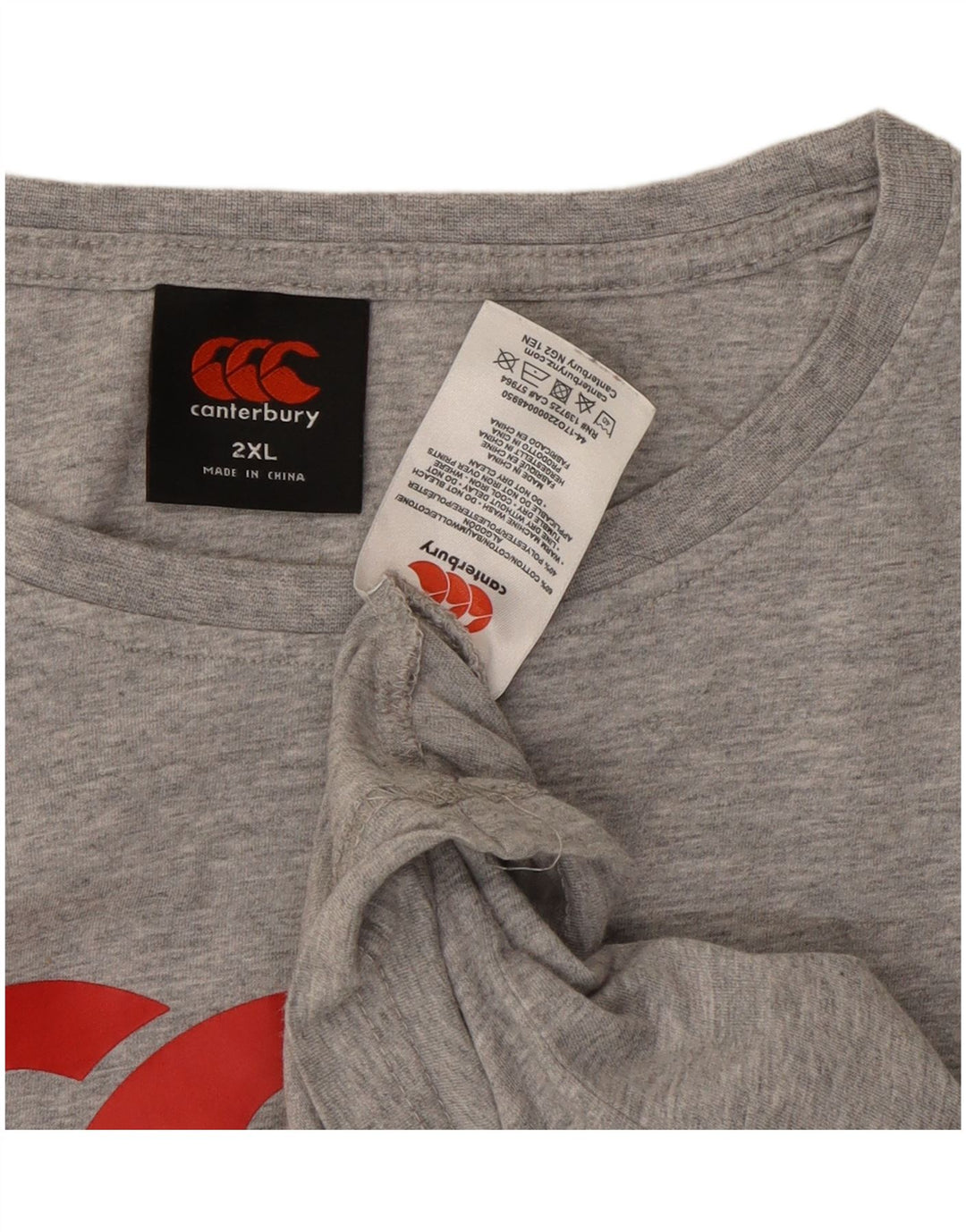 CANTERBURY Camiseta gráfica para hombre Top 2XL Algodón moteado gris