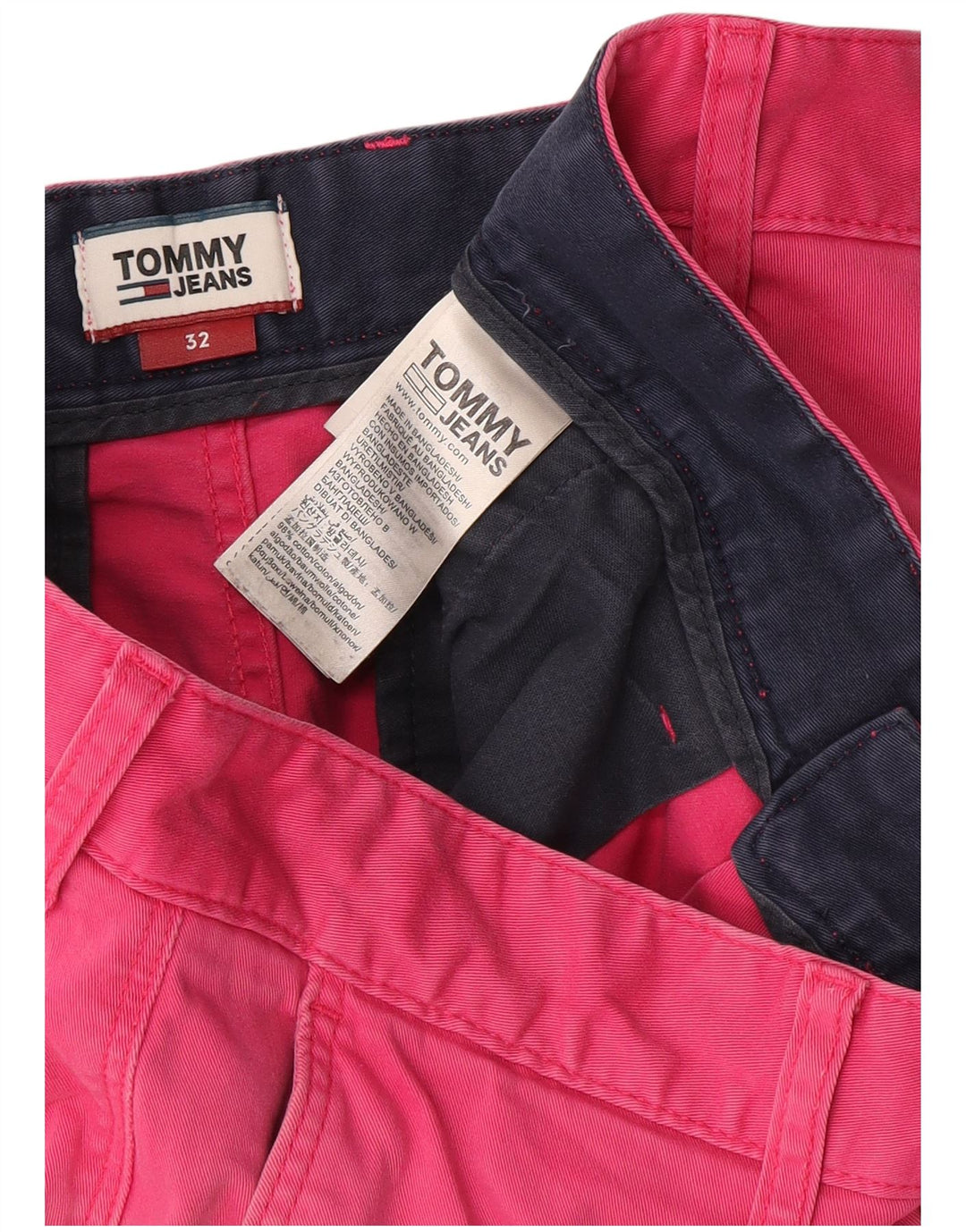 Tommy Hilfiger Pantalones cortos chinos para hombre W32 Algodón rosa medio