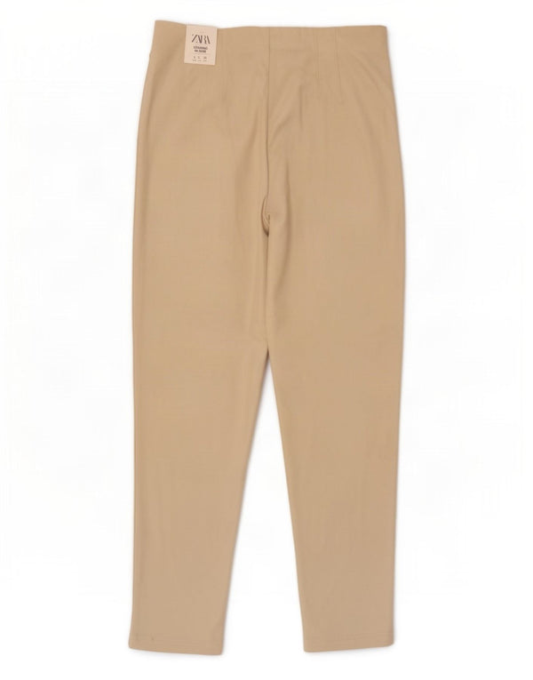 Zara Womens High Waist Legging Trousers Large W30 L27 Off White Polyester