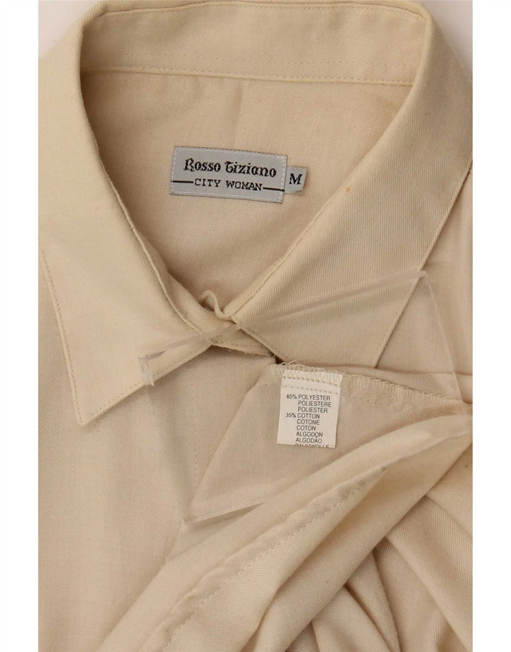 Vintage camisa de mujer Reino Unido 14 medio de poliéster blanco