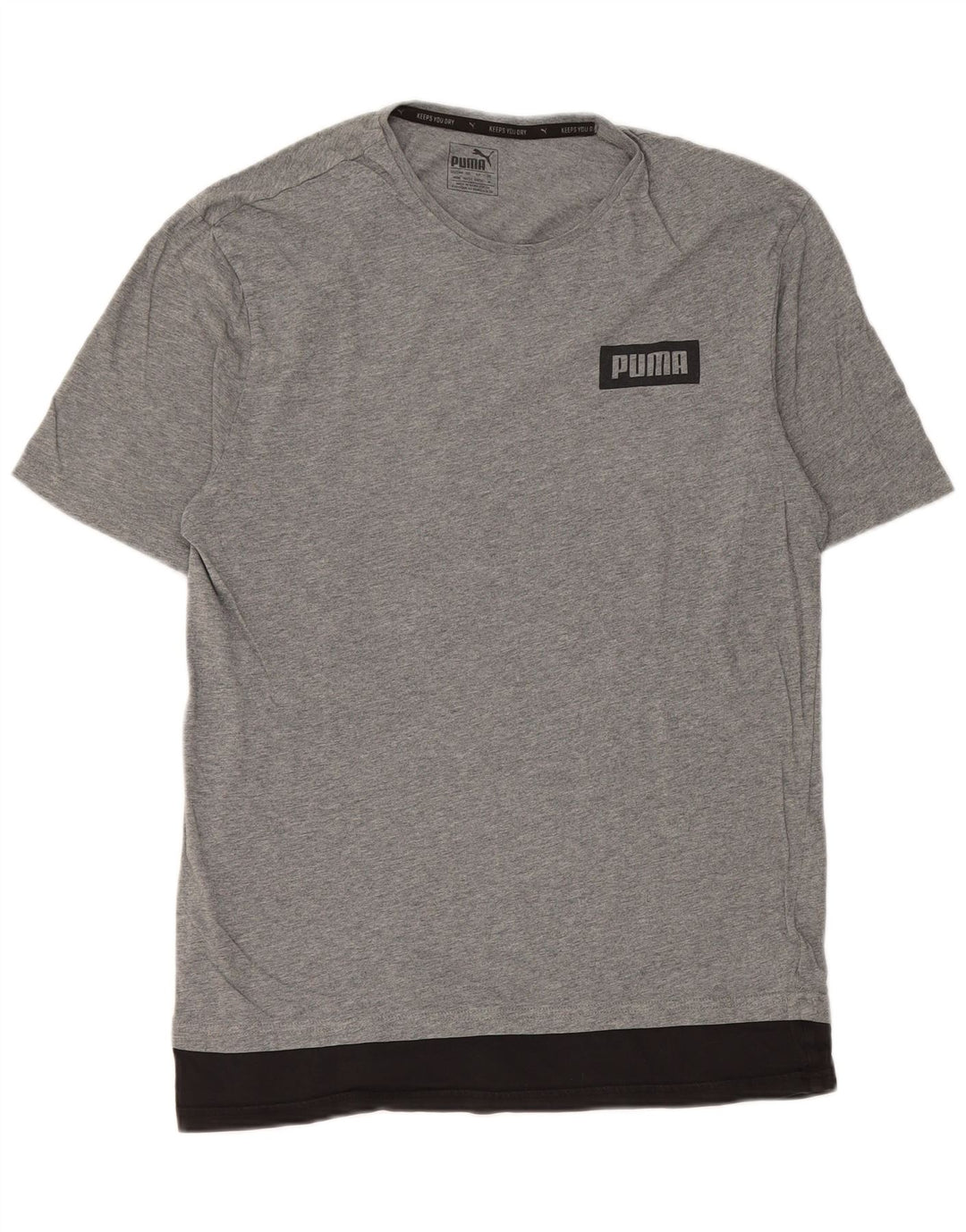 Puma Camiseta gráfica para hombre Top de algodón color block en gris medio
