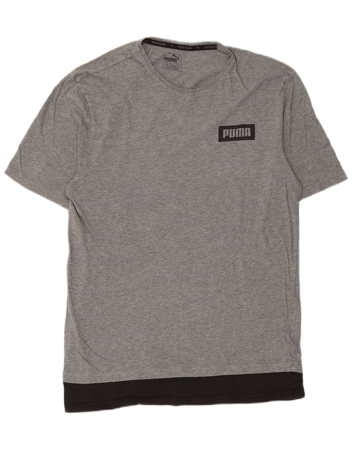Puma Camiseta gráfica para hombre Top de algodón color block en gris medio