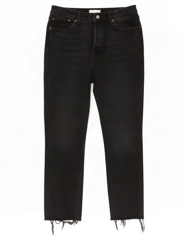 Zara Jeans rectos desgastados para mujer EU 40 Medium W30 L26 Algodón negro