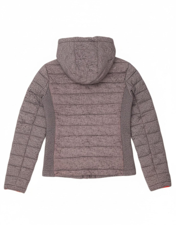 Superdry Chaqueta Acolchada Con Capucha Para Mujer UK 8 XS Poliéster Color Block Gris