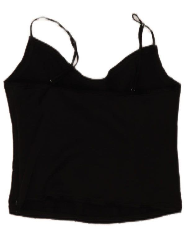 Zara Mujer Crop Cami Top UK 42 Medium Viscosa Negra