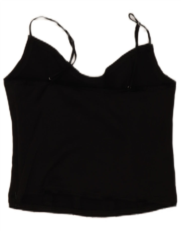 Zara Mujer Crop Cami Top UK 42 Medium Viscosa Negra