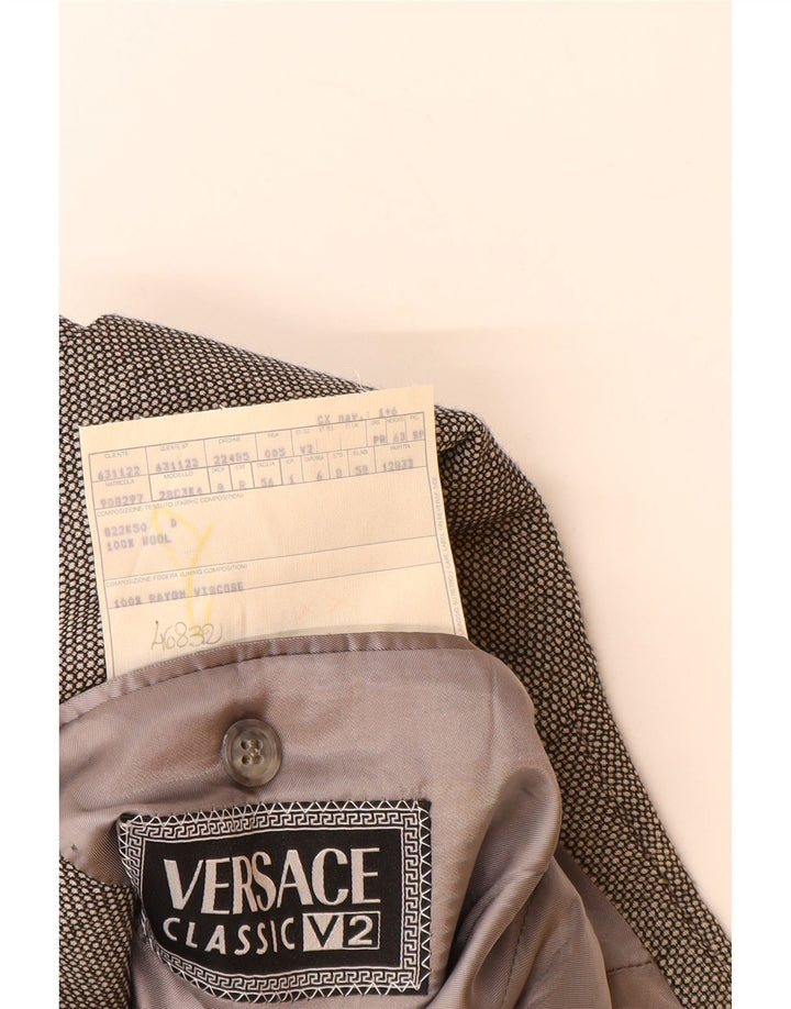 VERSACE Chaqueta tipo blazer de 3 botones para hombre UK 42 XL Lana gris