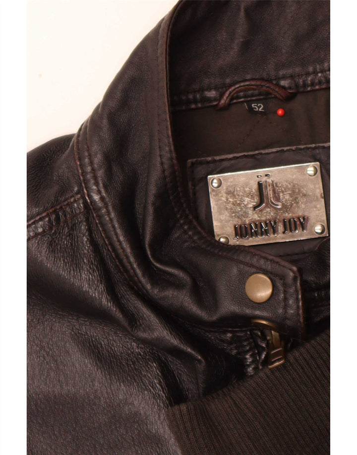 Chaqueta bomber de cuero vintage para hombre IT 52 XL Marrón Retro