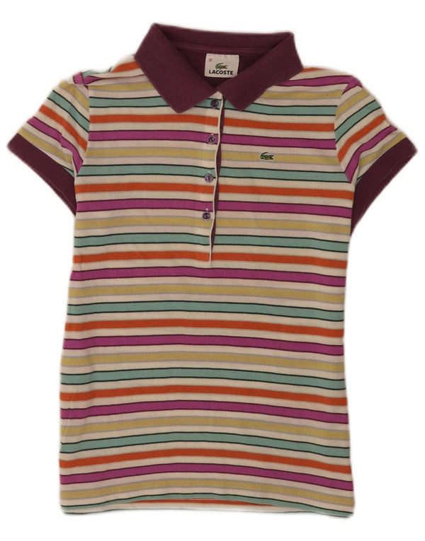 Polo Lacoste Regular Para Mujer Talla 38 Mediana Rayas Multicolor