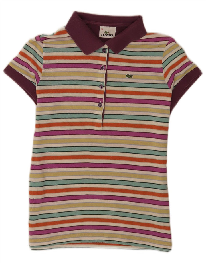 Polo Lacoste Regular Para Mujer Talla 38 Mediana Rayas Multicolor