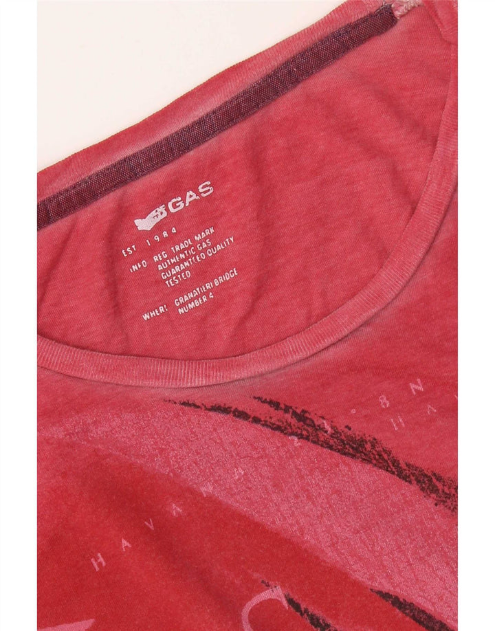 Gas - Camiseta gráfica para hombre, talla grande, color rojo