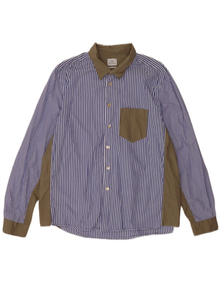 Paul Smith Camisa de corte regular para hombre 2XL Algodón con bloques de color azul