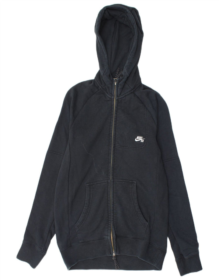 NIKE Sudadera con capucha y cremallera para hombre, talla pequeña, algodón negro