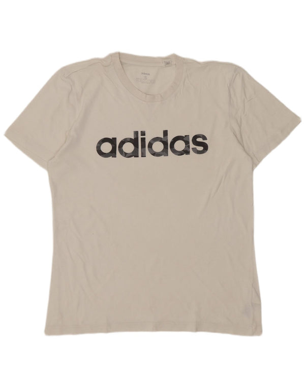 Adidas - Camiseta gráfica para hombre, talla pequeña, algodón blanco