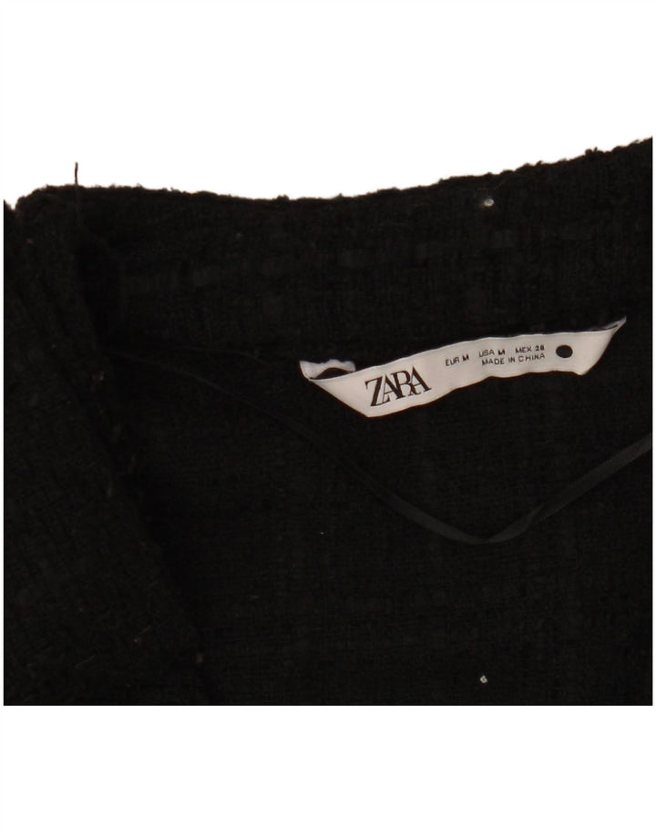 Zara Mujer Suéter Cárdigan Largo UK 44 Mediano Negro
