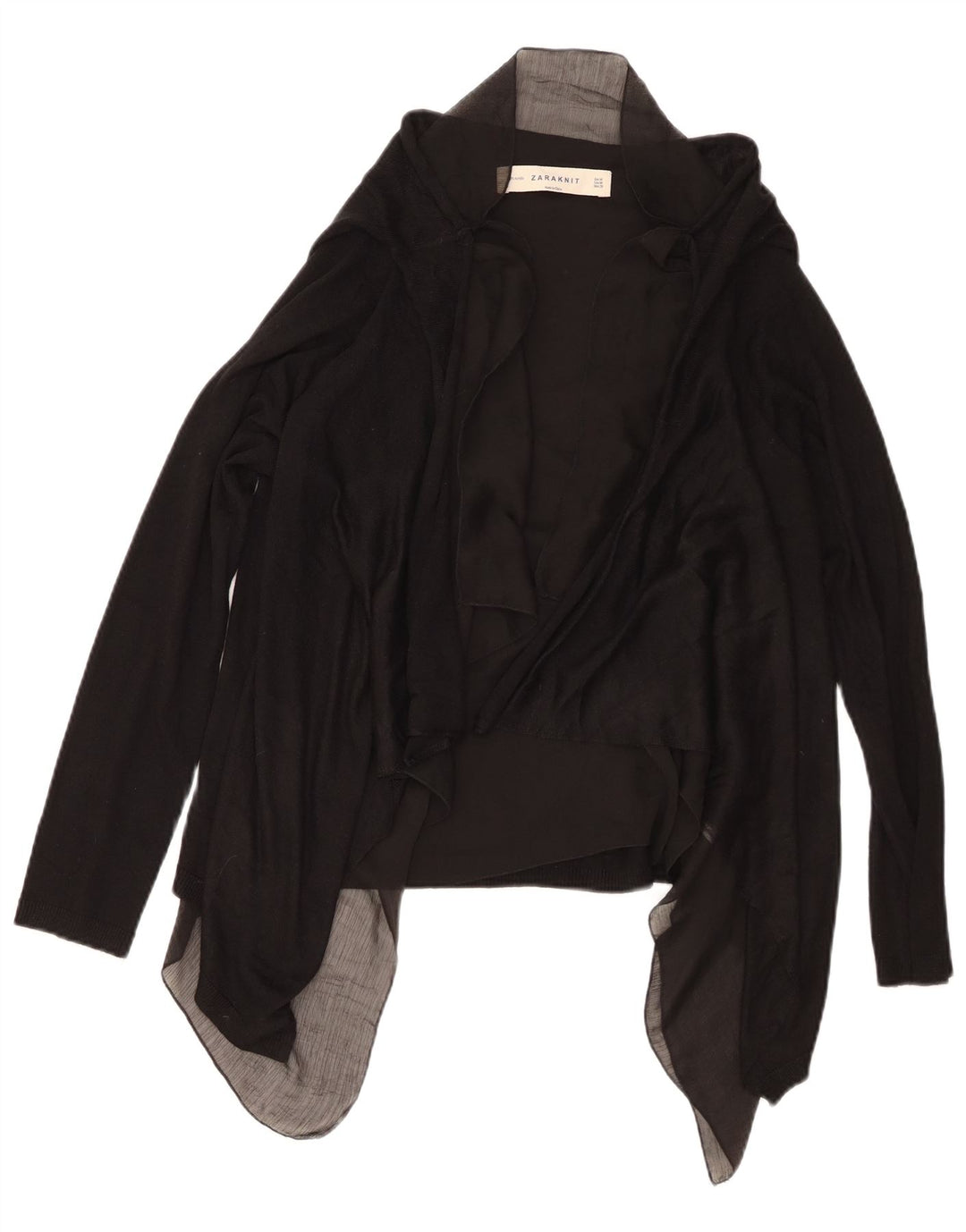 ZARA Suéter Cárdigan Abierto Asimétrico para Mujer UK 40 Medio Negro Acrílico