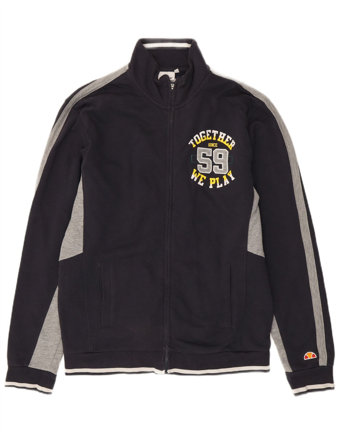 Ellesse Mens Graphic Chándal Top Chaqueta XL Azul Marino Colorblock Algodón