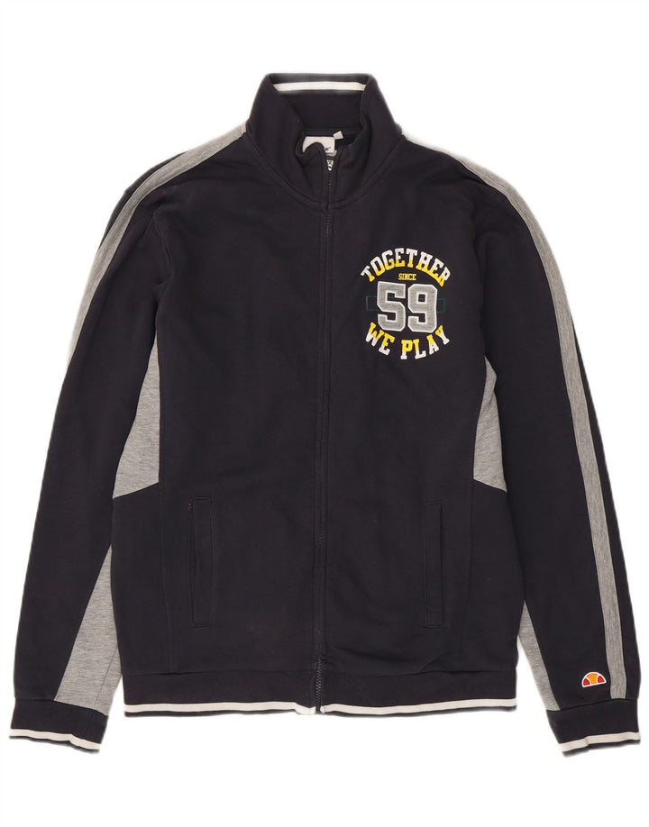 Ellesse Mens Graphic Chándal Top Chaqueta XL Azul Marino Colorblock Algodón