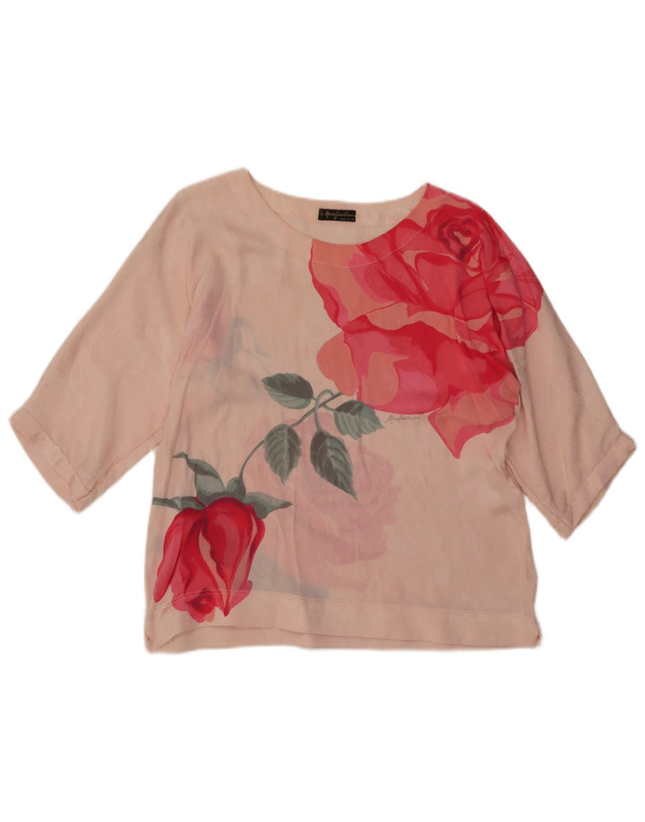 Mario Pucci Cecconi Blusa transparente para mujer IT 44 Floral rosa medio