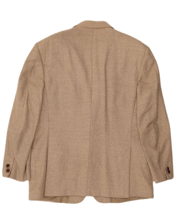 Daniel Hechter Chaqueta tipo blazer de 2 botones para hombre IT 52 XL Lana en espiga beige