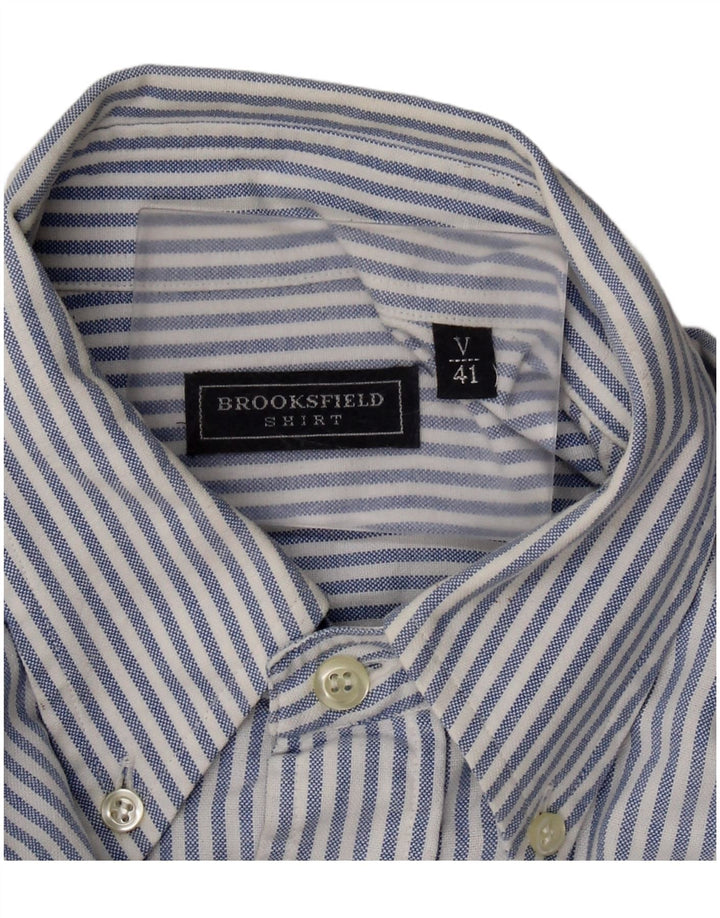 BROOKSFIELD Camisa para hombre Talla 41 Algodón a rayas azul medio
