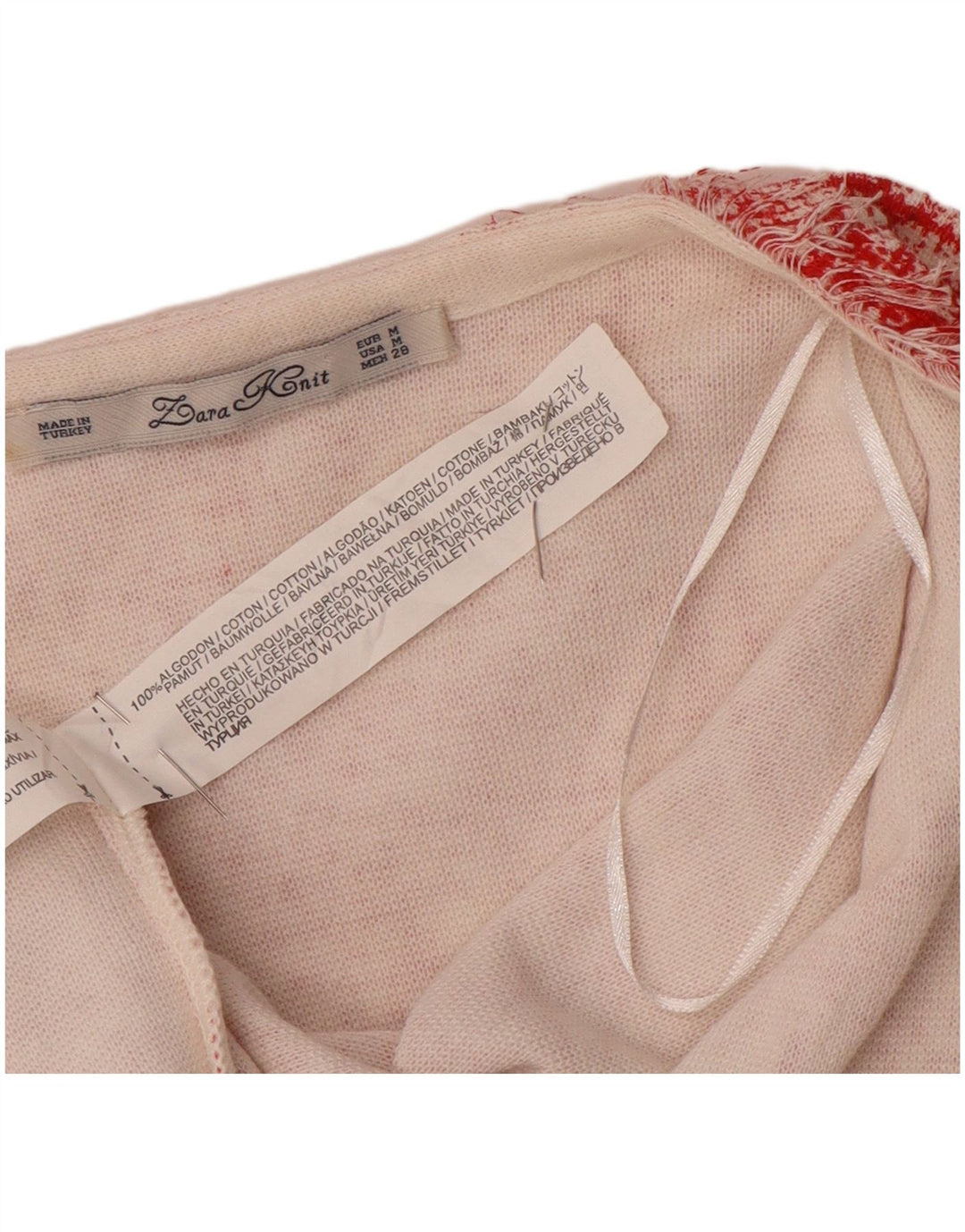 Zara Suéter Cárdigan Abierto De Manga 3/4 para Mujer UK 44 Medio Rojo Moteado