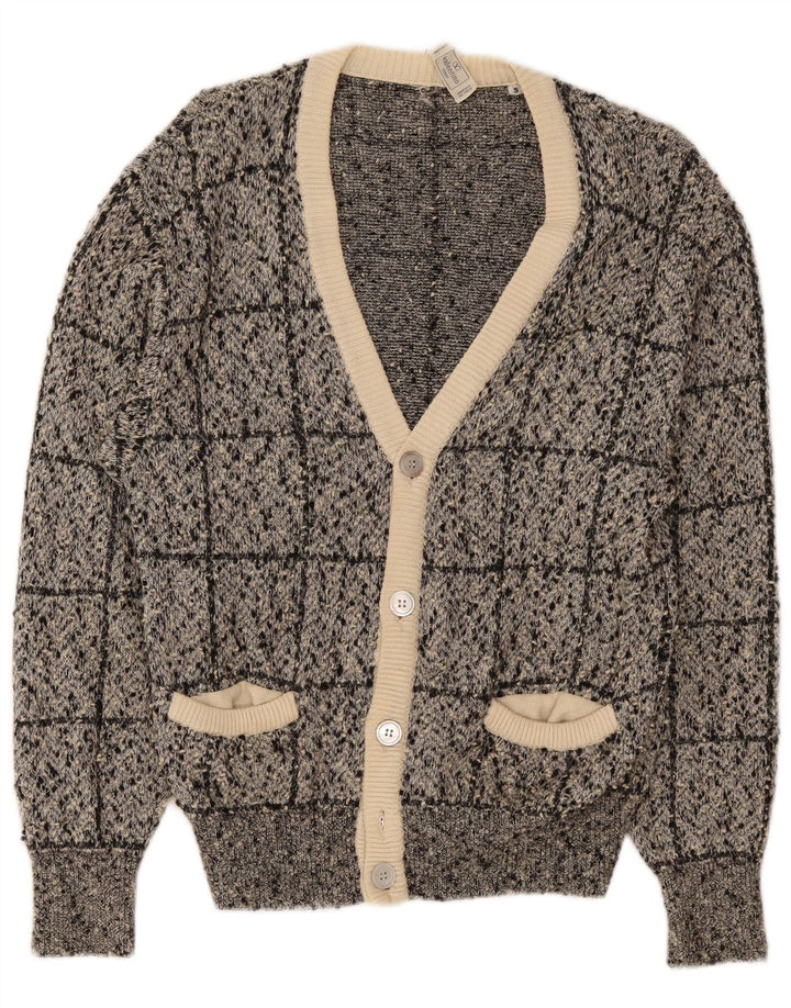 Valentino Hombre Cárdigan Sueter Small Gris Cuadros Algodón