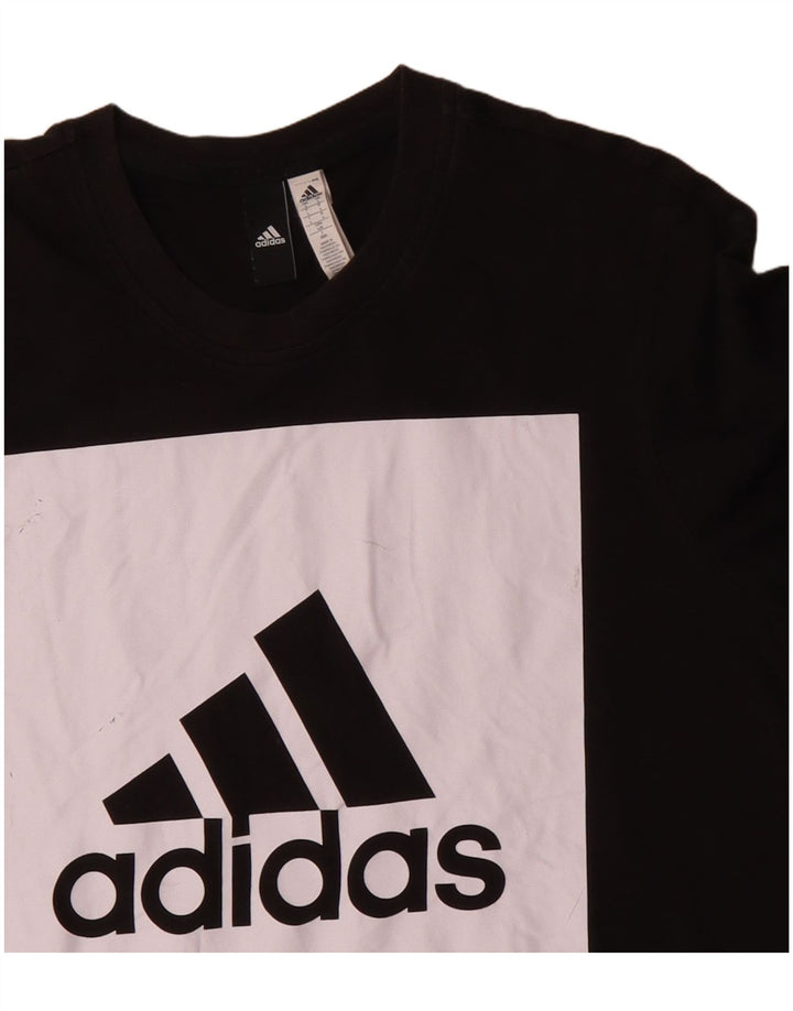 ADIDAS Camiseta gráfica para hombre Top grande de algodón negro con bloques de color