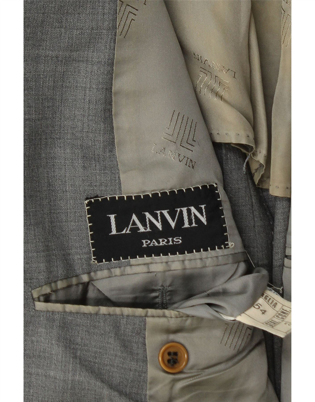 LANVIN Chaqueta tipo blazer de 2 botones para hombre IT 54 2XL Lana virgen gris