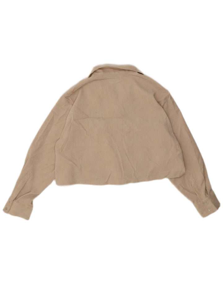 Zara Mujer Crop Shirt UK 44 Grande Poliéster Beige