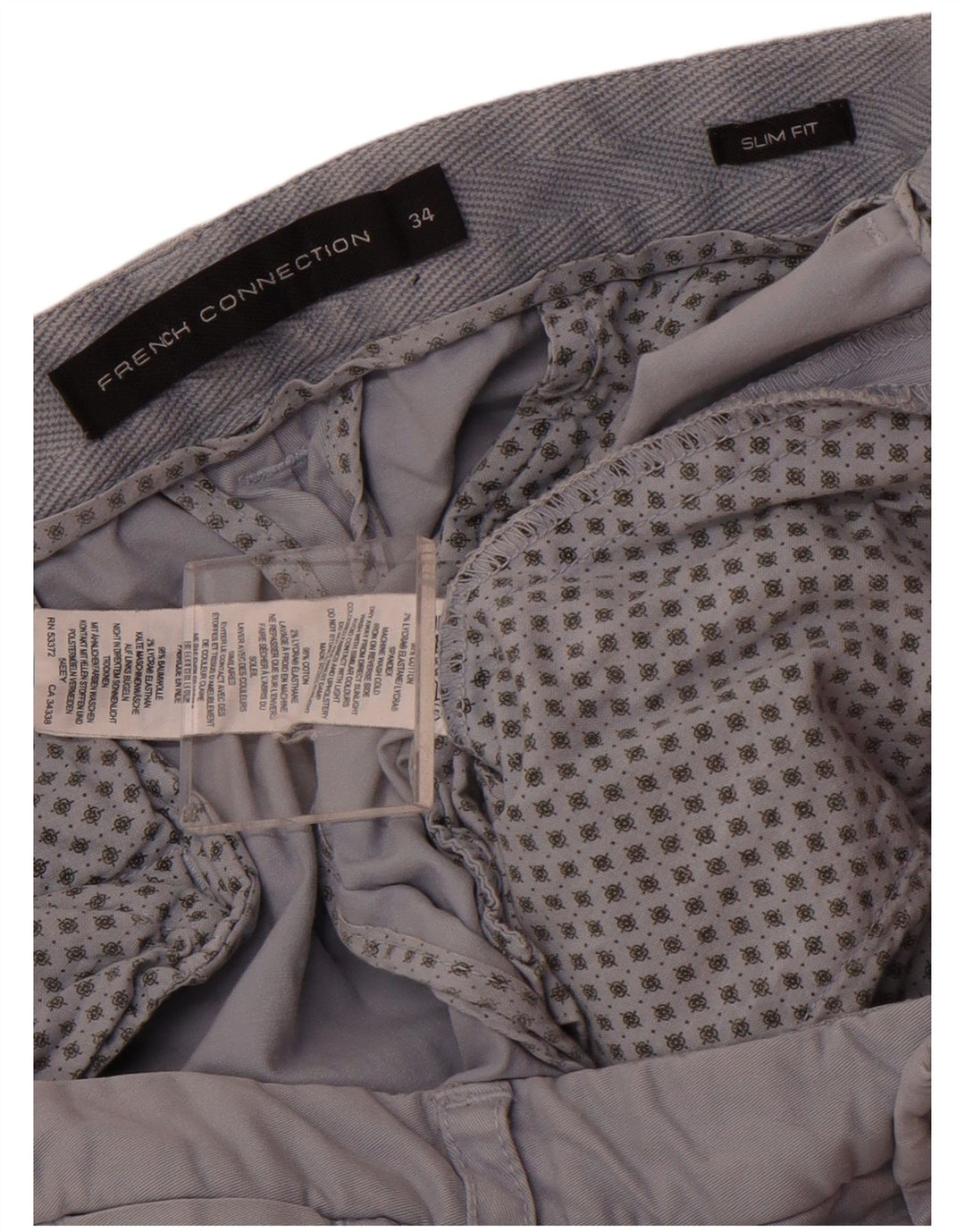 French Connection Pantalón chino slim fit para hombre Talla 34 Algodón azul