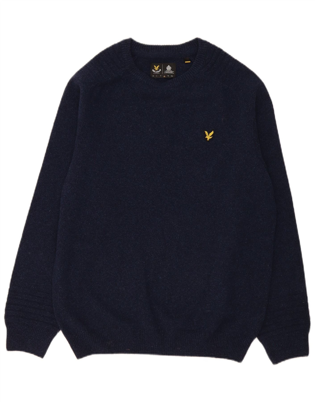 Lyle & Scott Jersey de cuello redondo para hombre, talla grande, lana azul marino