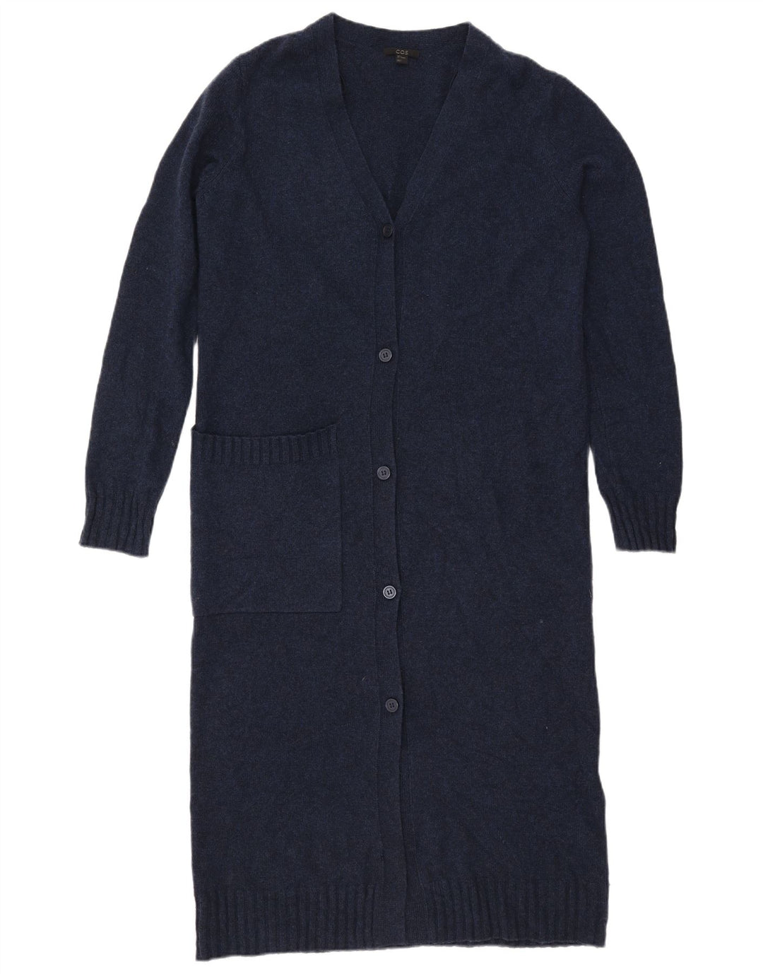 Cos - Cárdigan extragrande para mujer, largo, talla 10, lana azul marino pequeña