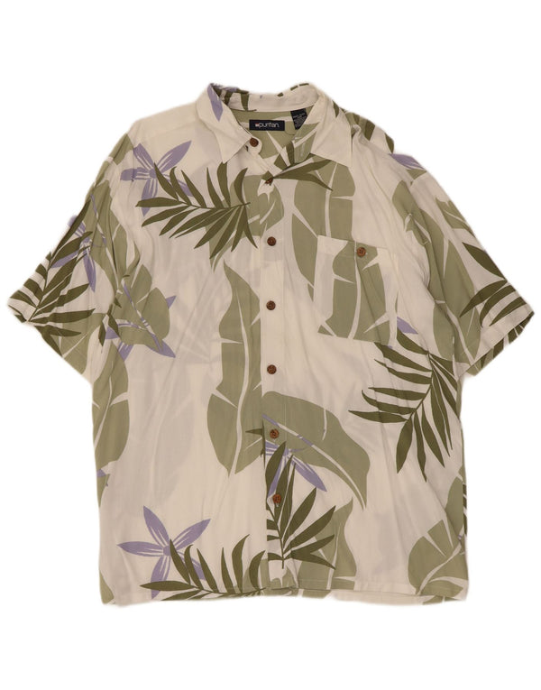 Puritan Camisa de manga corta para hombre Talla 42/44 Grande Verde Floral Hawaiano