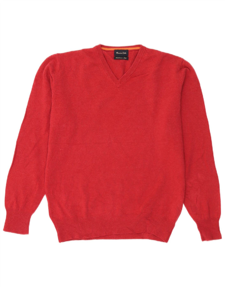 Jersey Massimo Dutti Hombre Cuello Pico Lana Roja Mediana
