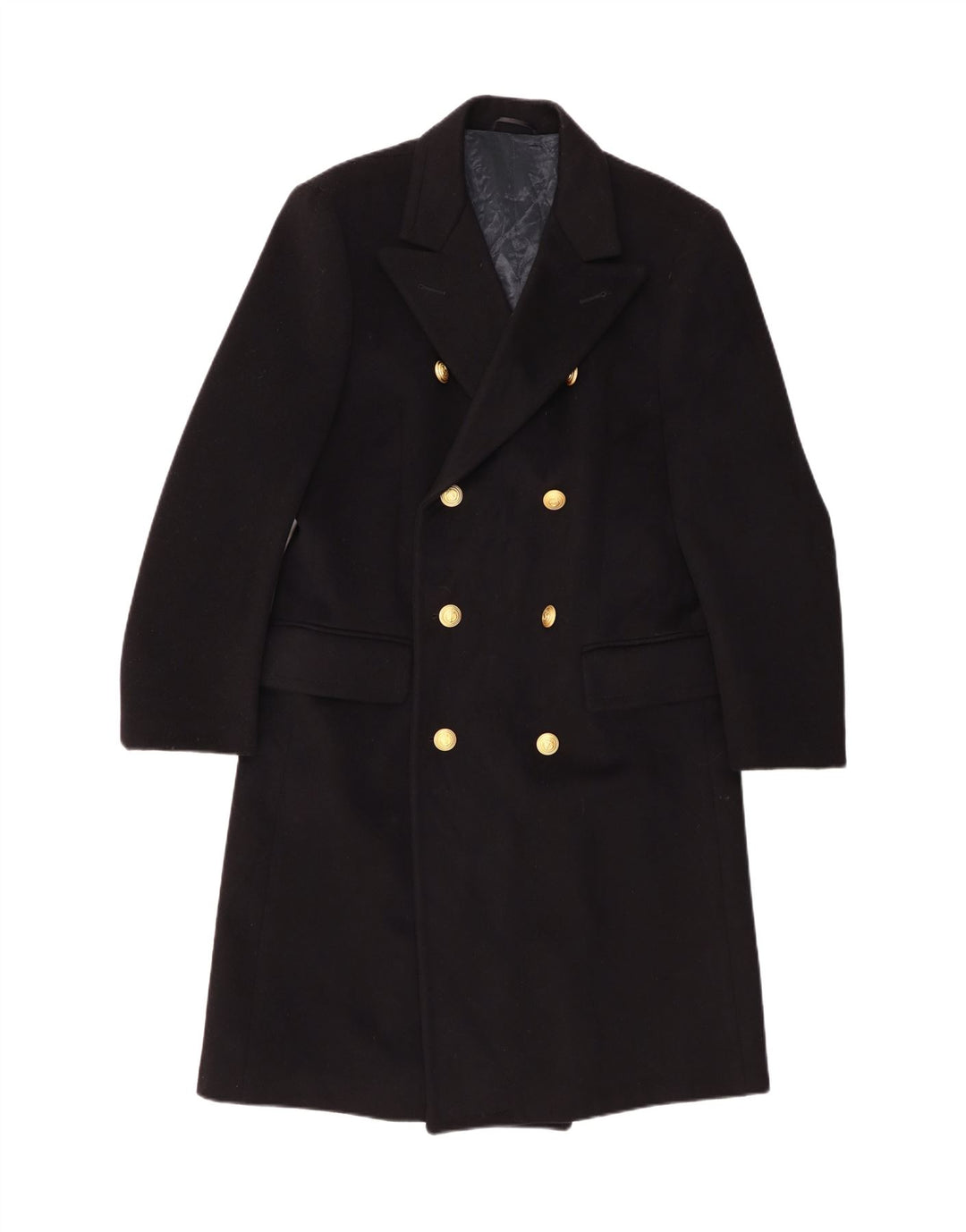 Vintage mujer doble pecho abrigo IT 52 2XL negro clásico