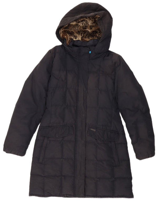WOOLRICH Abrigo acolchado con capucha para mujer UK 40 XL Poliéster azul marino
