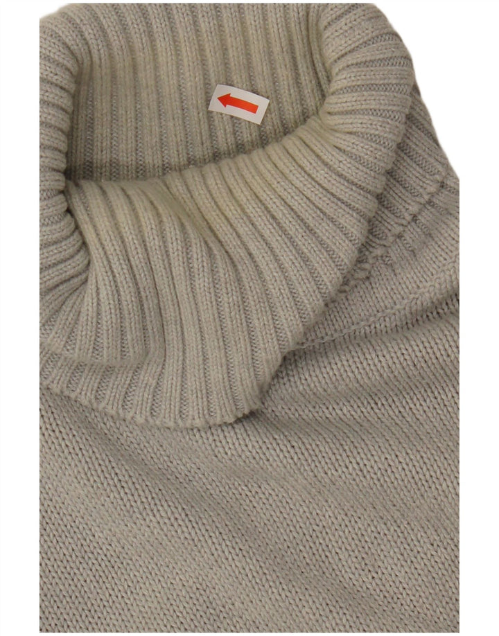 TOM TAILOR Mens Roll Neck Jumper Sweater XL Grey Fair Isle Cotton