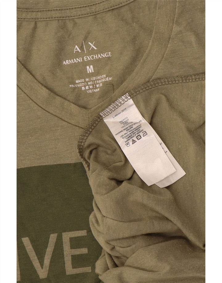 Armani Exchange Camiseta gráfica para hombre Top Medium Khaki Cotton