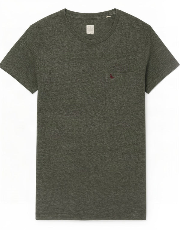 Jack Wills Camiseta para hombre Top Algodón moteado caqui medio