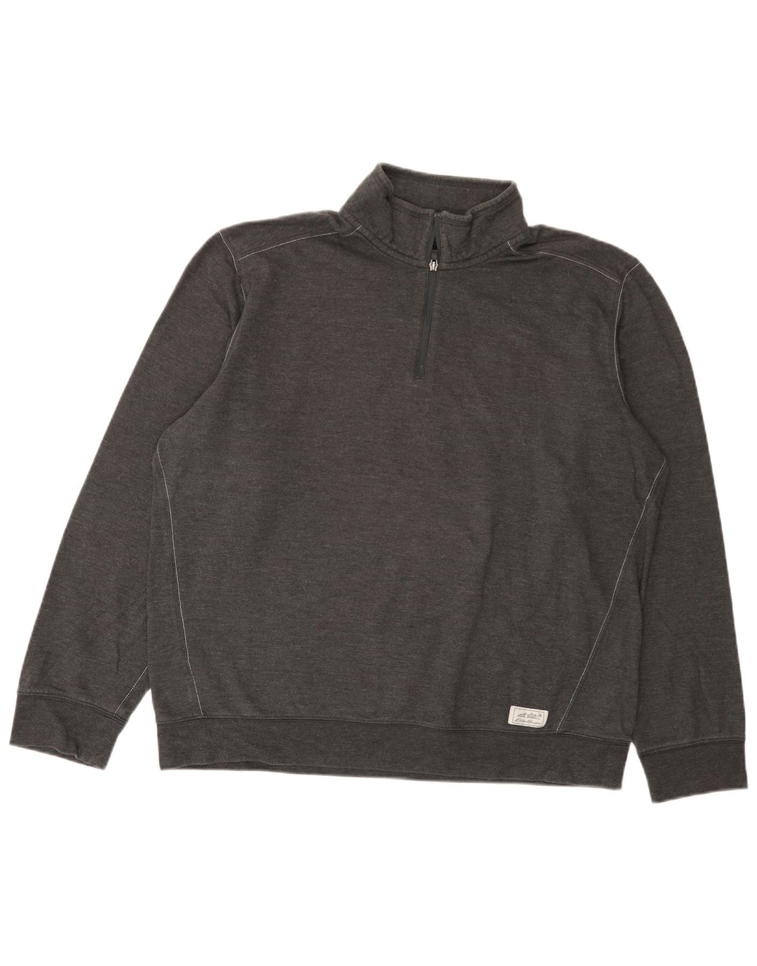 Eddie Bauer - Sudadera con cuello y cremallera para hombre, talla grande, algodón gris