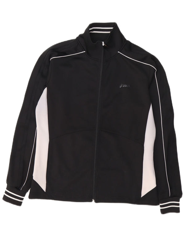 Asics - Chaqueta de chándal para mujer (talla 40), poliéster color block mediano, color negro