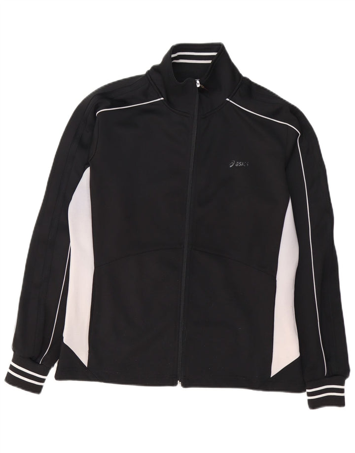 Asics - Chaqueta de chándal para mujer (talla 40), poliéster color block mediano, color negro